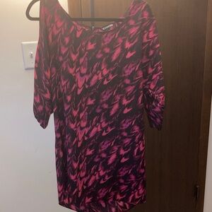 Express Black and Hot Pink Abstract Shift Dress